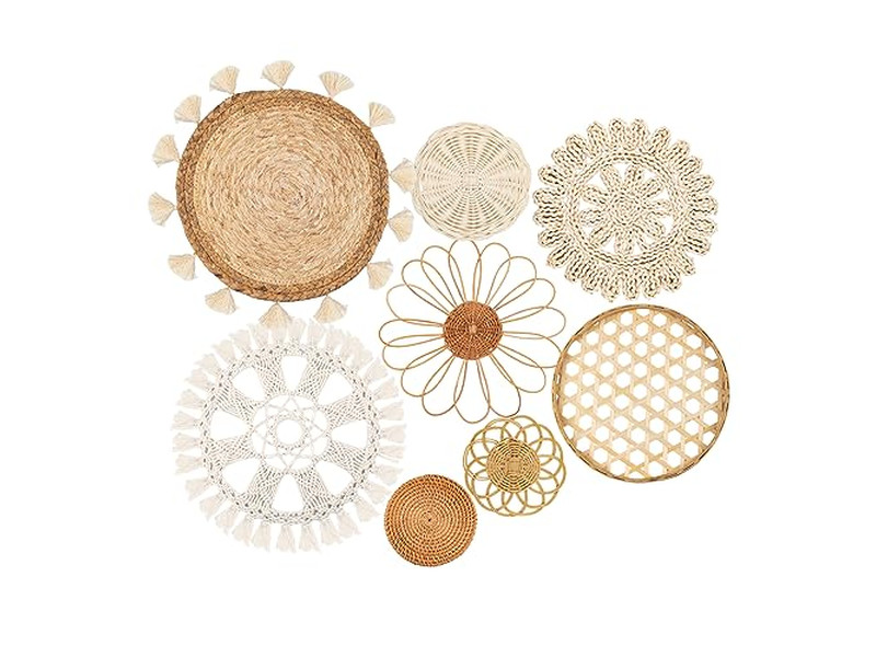 キッチン用ラウンドボーホーウォールバスケットデコ ファームハウス織り