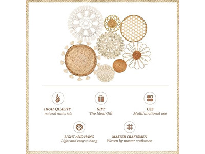 キッチン用ラウンドボーホーウォールバスケットデコ ファームハウス織り