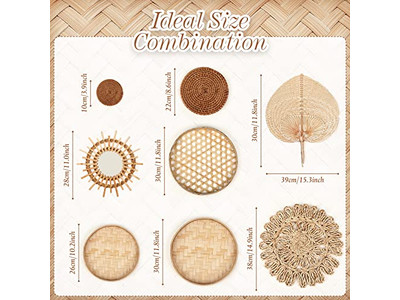 ブルーの装飾付きウォールバスケットデコ 竹のアフリカアート