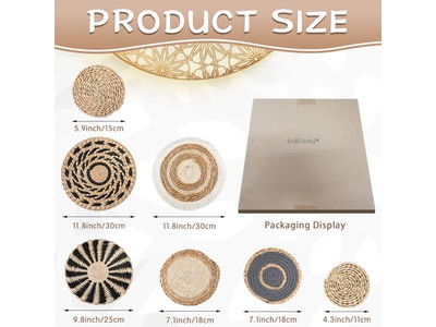 織りウォールバスケット ホームデコ ボヘミアン吊り下げセット